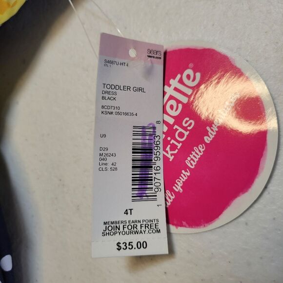 Nannette Navy and Yellow Polka Dot Butterfly Kids Girls Toddler 4T Dress NEW - Picture 7 of 11